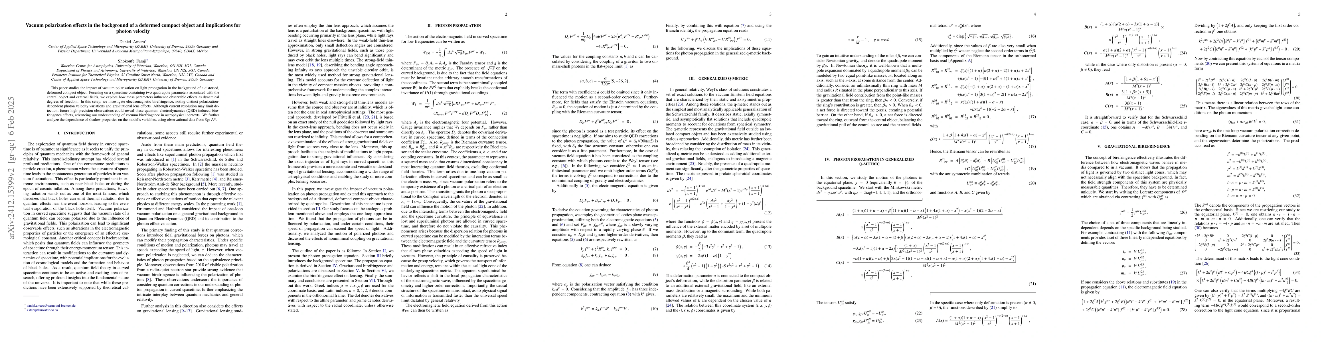 Thumbnail for Vacuum polarization effects in the background of a deformed compact
  object and implications for photon velocity