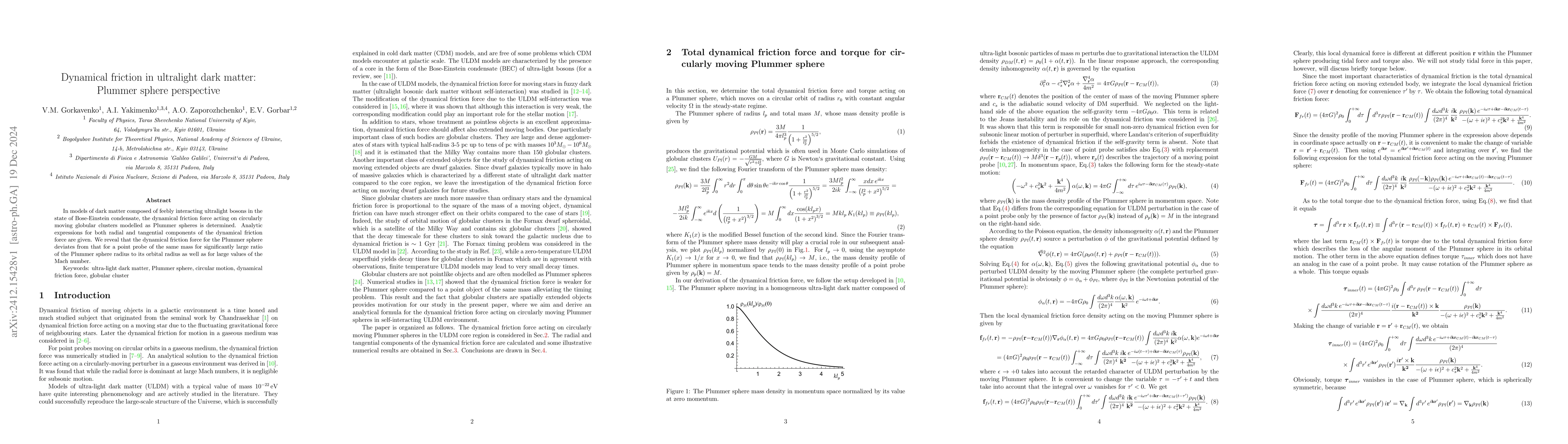 Thumbnail for Dynamical friction in ultralight dark matter: Plummer sphere perspective