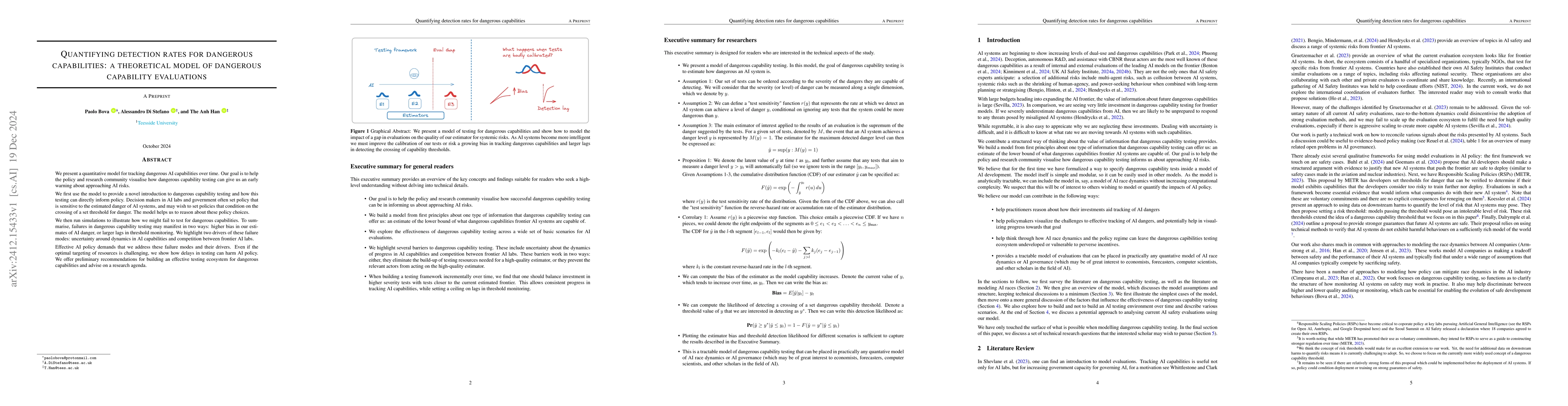 Thumbnail for Quantifying detection rates for dangerous capabilities: a theoretical
  model of dangerous capability evaluations