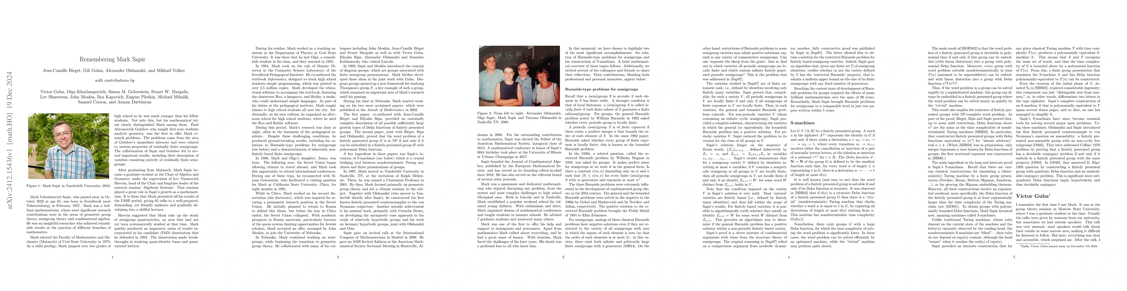 Thumbnail for Remembering Mark Sapir