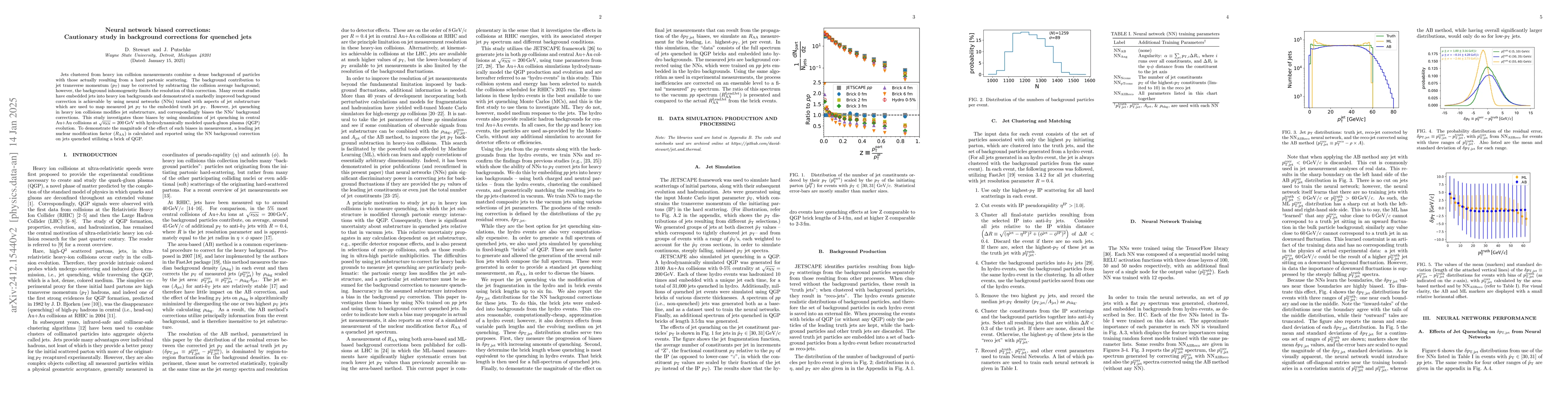 Thumbnail for Neural network biased corrections: Cautionary study in background
  corrections for quenched jets