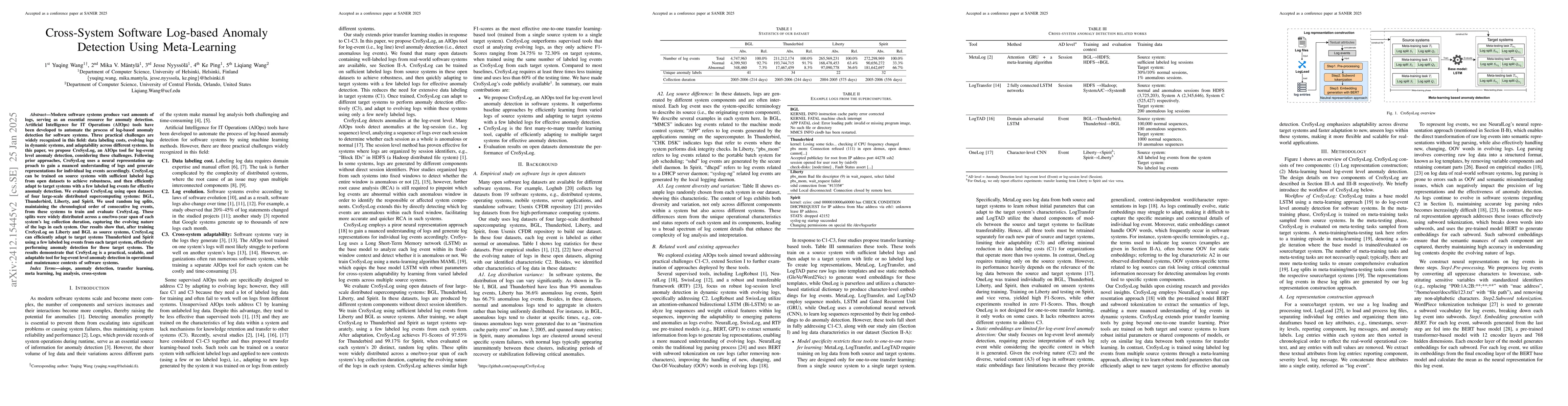 Thumbnail for Cross-System Software Log-based Anomaly Detection Using Meta-Learning