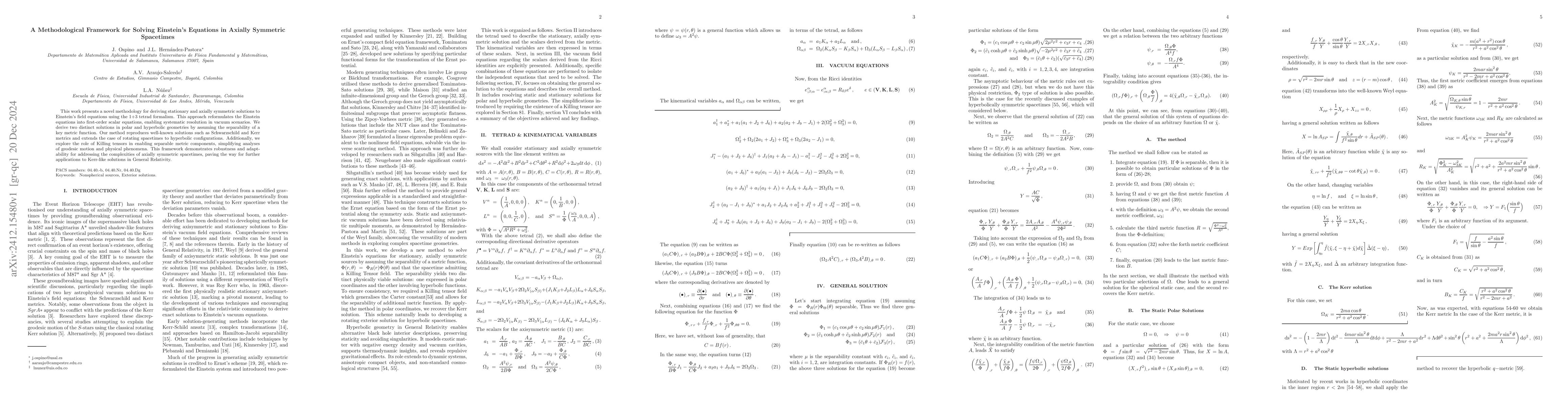 Thumbnail for A Methodological Framework for Solving Einsteins Equations in Axially
  Symmetric Spacetimes