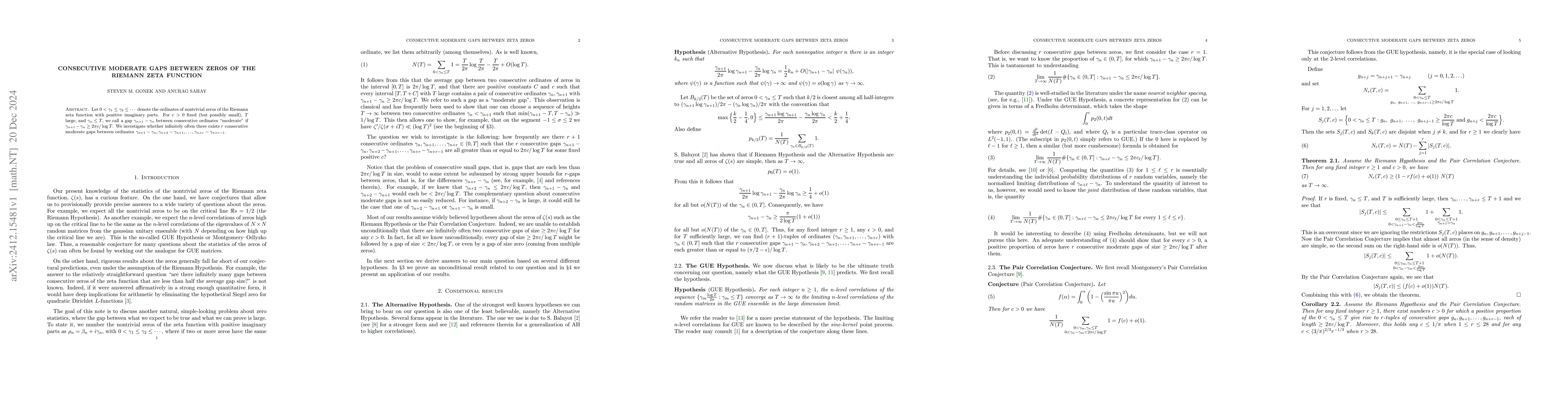 Thumbnail for Consecutive moderate gaps between zeros of the Riemann zeta function