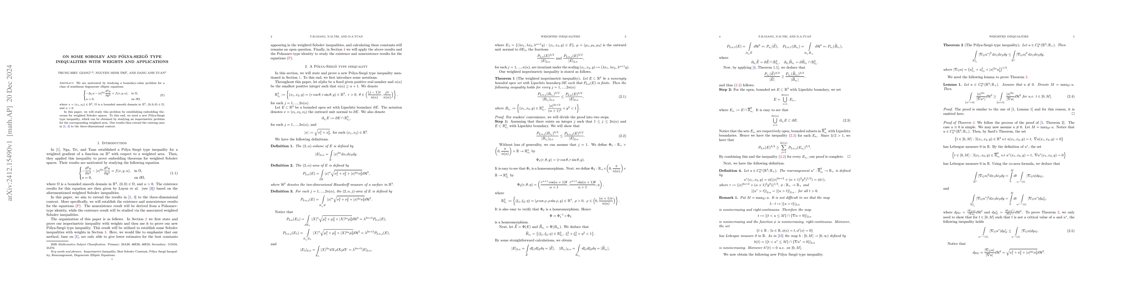 Thumbnail for On some Sobolev and Pólya-Sezgö type inequalities with weights and
  applications