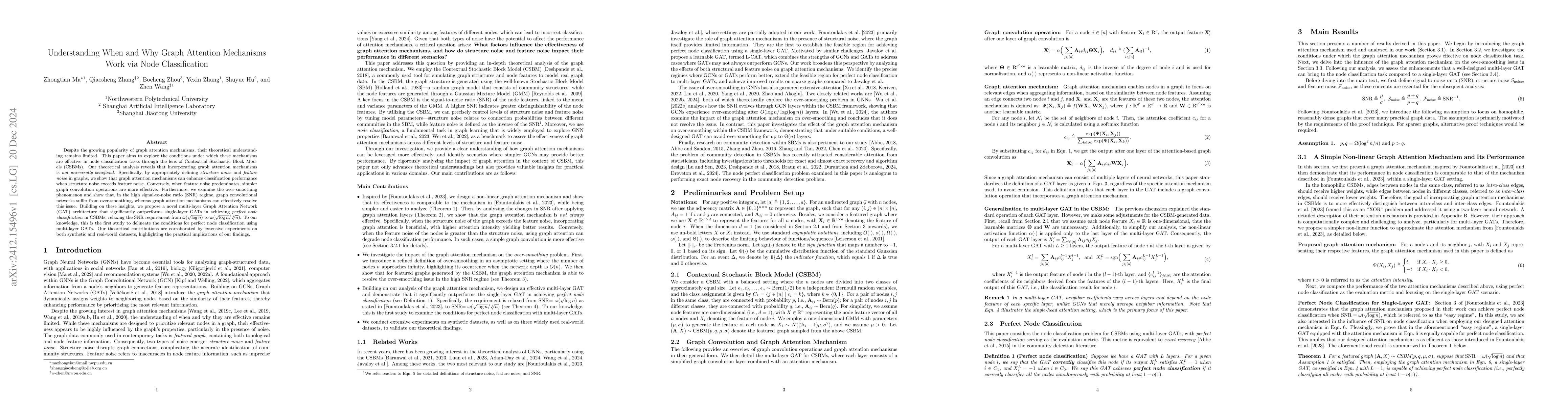 Thumbnail for Understanding When and Why Graph Attention Mechanisms Work via Node
  Classification