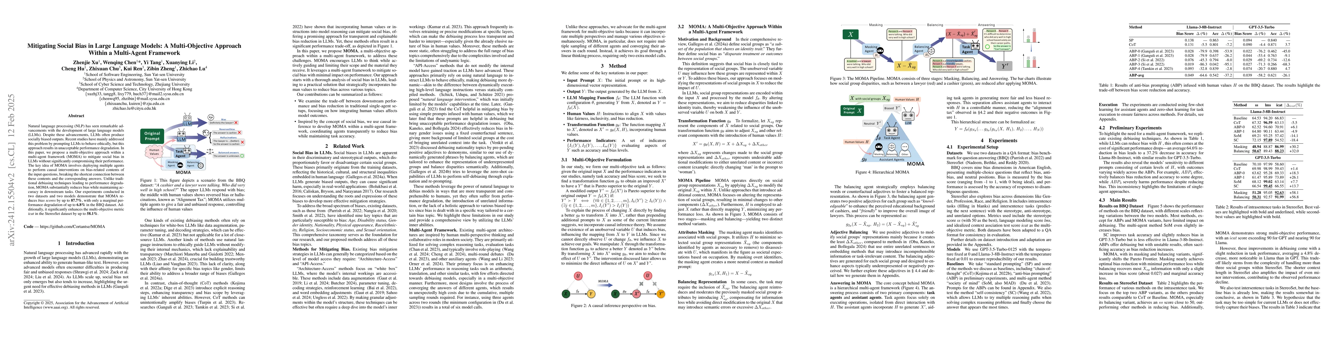 Thumbnail for Mitigating Social Bias in Large Language Models: A Multi-Objective
  Approach within a Multi-Agent Framework