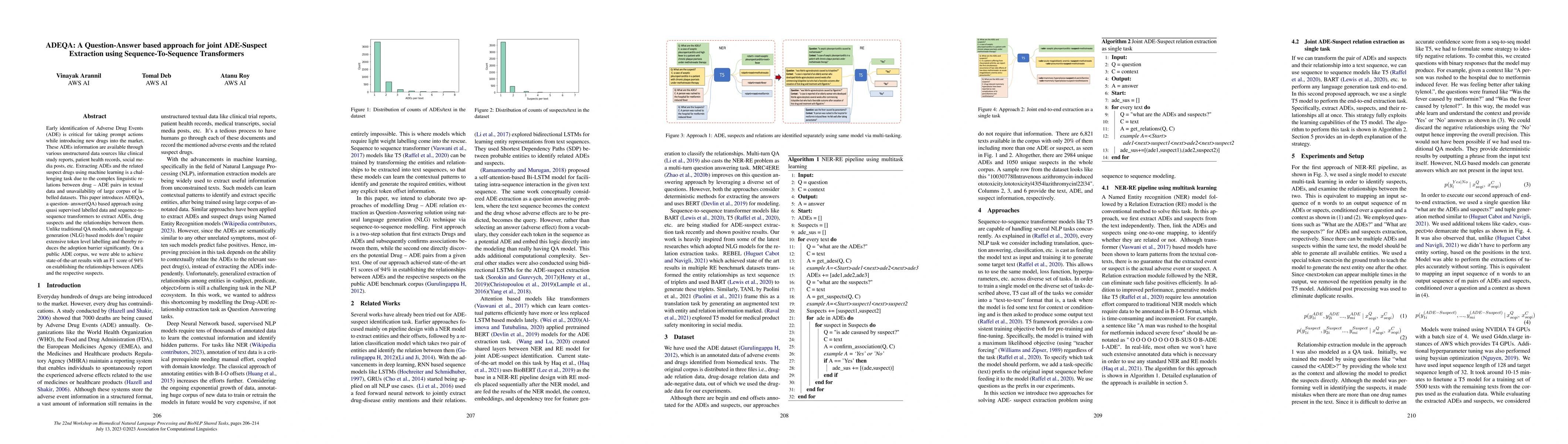 Thumbnail for ADEQA: A Question Answer based approach for joint ADE-Suspect Extraction
  using Sequence-To-Sequence Transformers