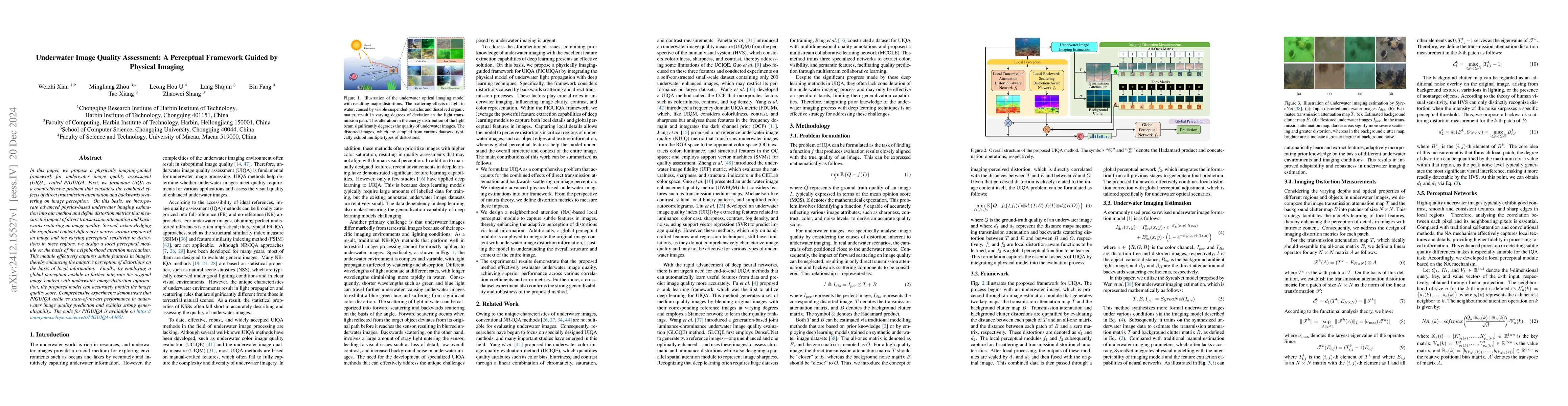 Thumbnail for Underwater Image Quality Assessment: A Perceptual Framework Guided by
  Physical Imaging