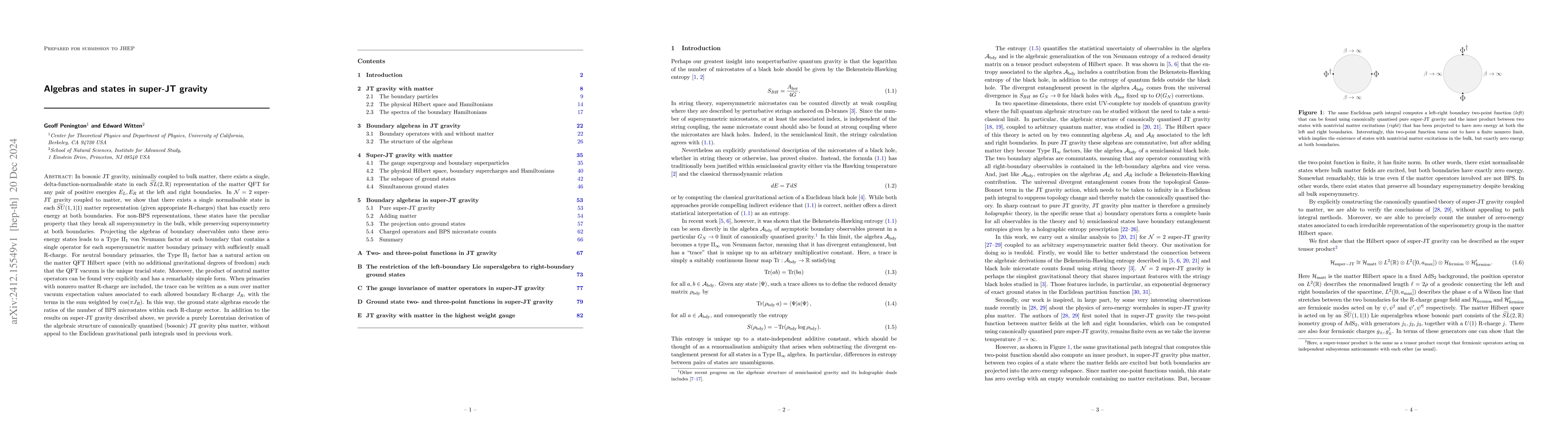 Thumbnail for Algebras and states in super-JT gravity
