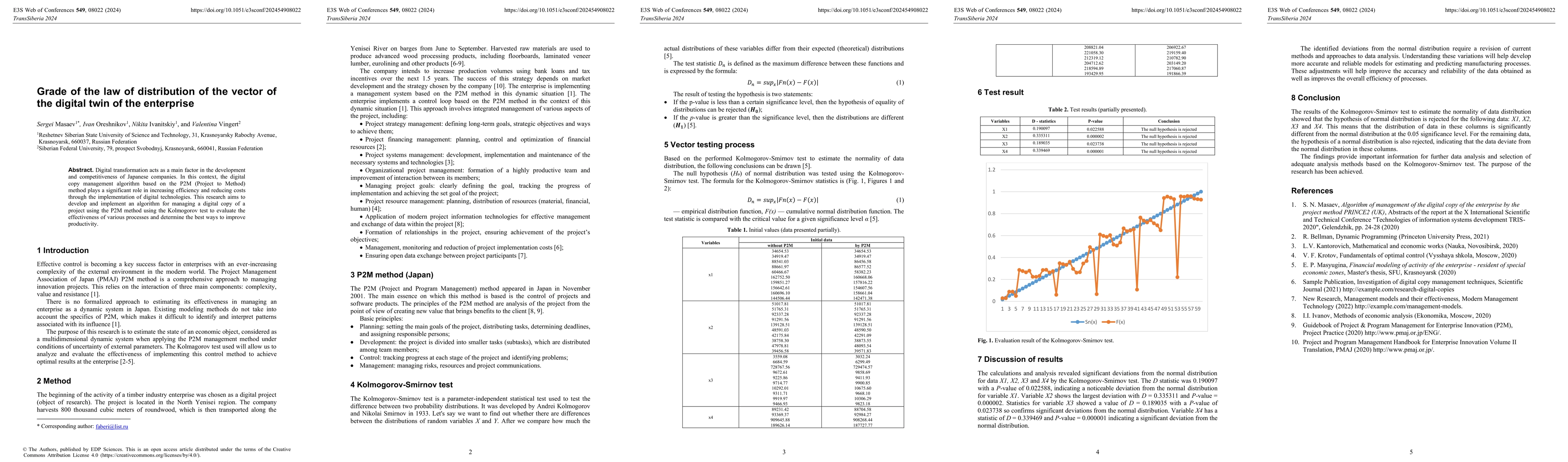 Thumbnail for Grade of the law of distribution of the vector of the digital twin of
  the enterprise