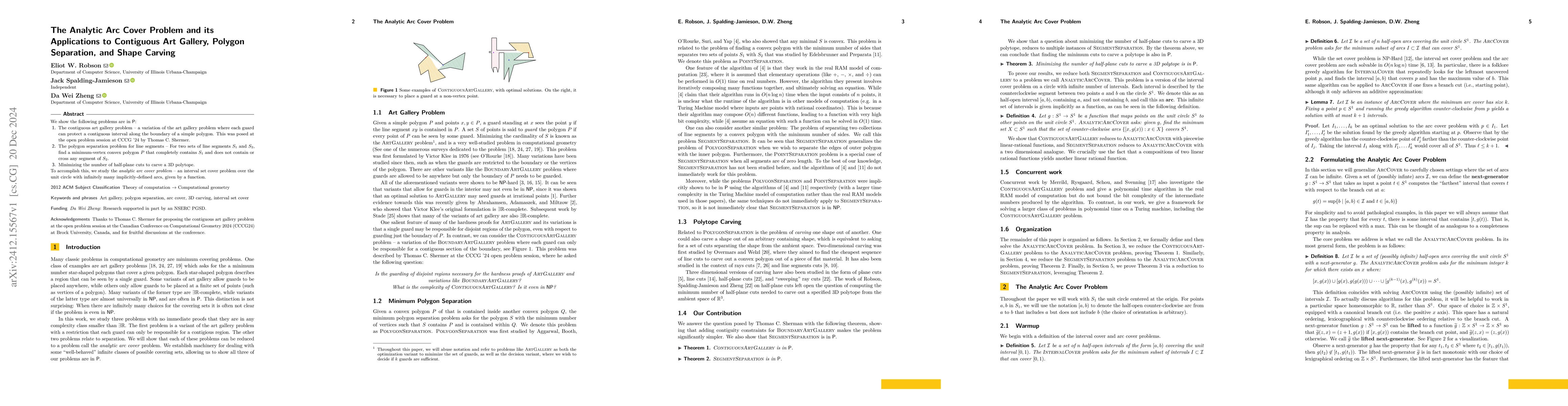 Thumbnail for The Analytic Arc Cover Problem and its Applications to Contiguous Art
  Gallery, Polygon Separation, and Shape Carving