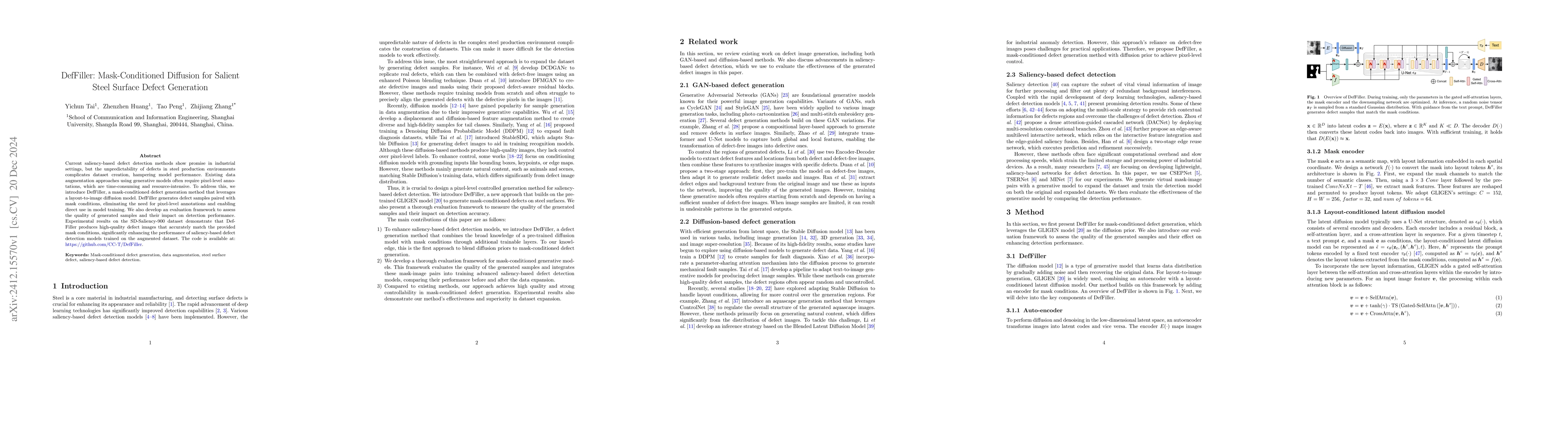 Thumbnail for DefFiller: Mask-Conditioned Diffusion for Salient Steel Surface Defect
  Generation