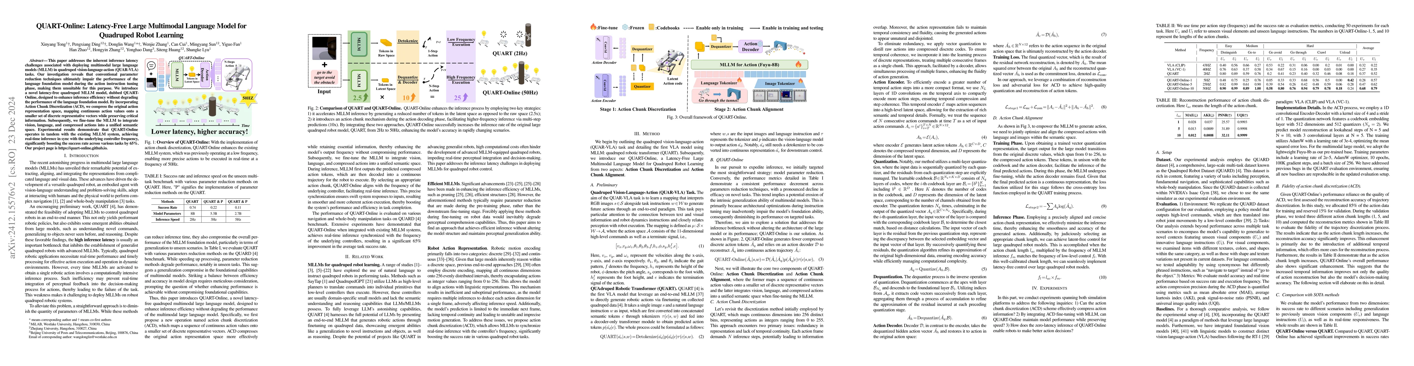 Thumbnail for QUART-Online: Latency-Free Large Multimodal Language Model for Quadruped
  Robot Learning