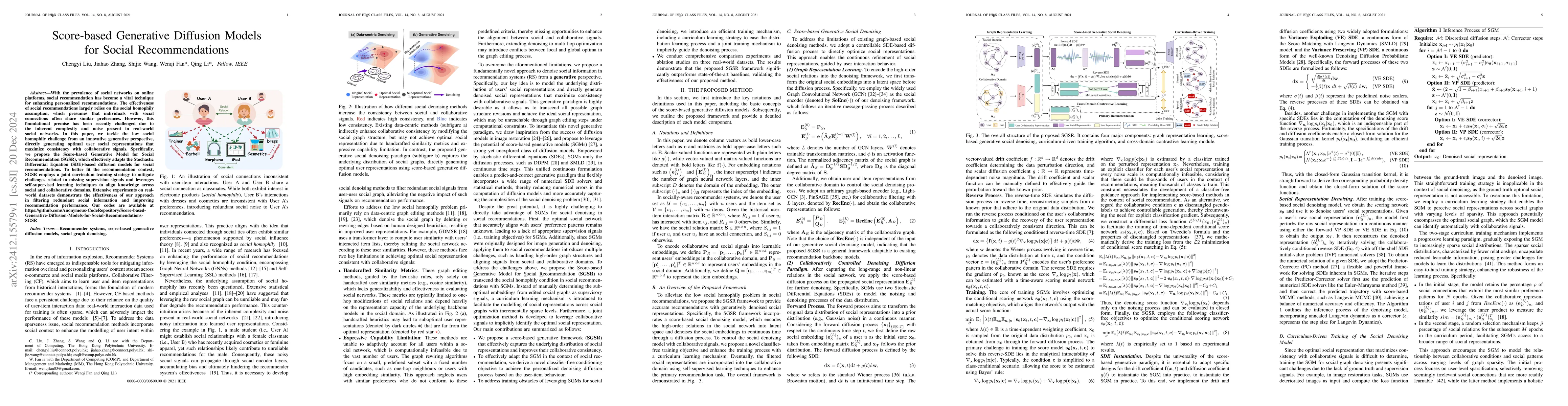 Thumbnail for Score-based Generative Diffusion Models for Social Recommendations