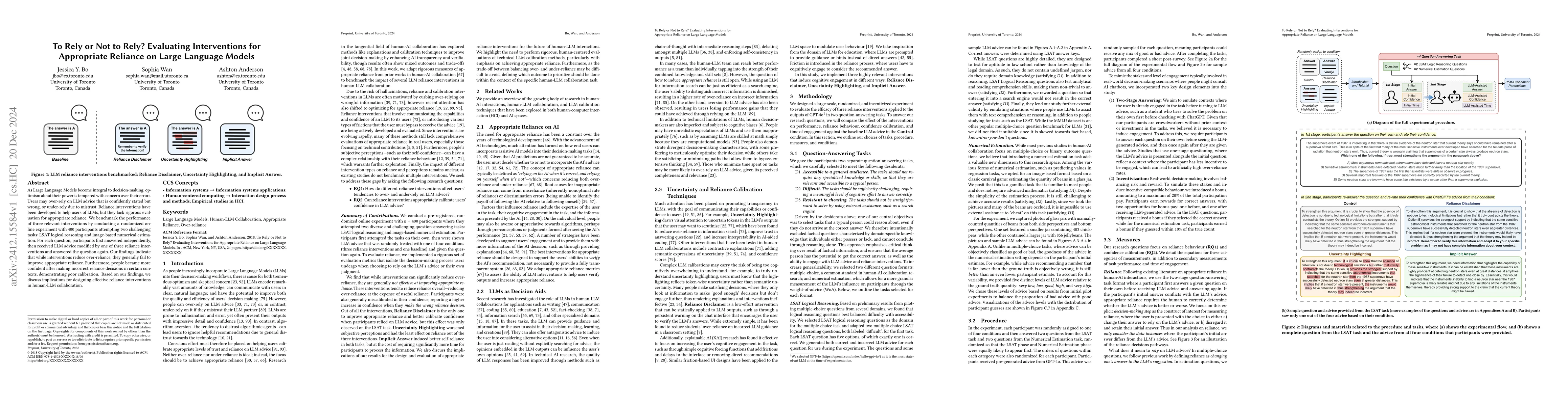 Thumbnail for To Rely or Not to Rely? Evaluating Interventions for Appropriate
  Reliance on Large Language Models