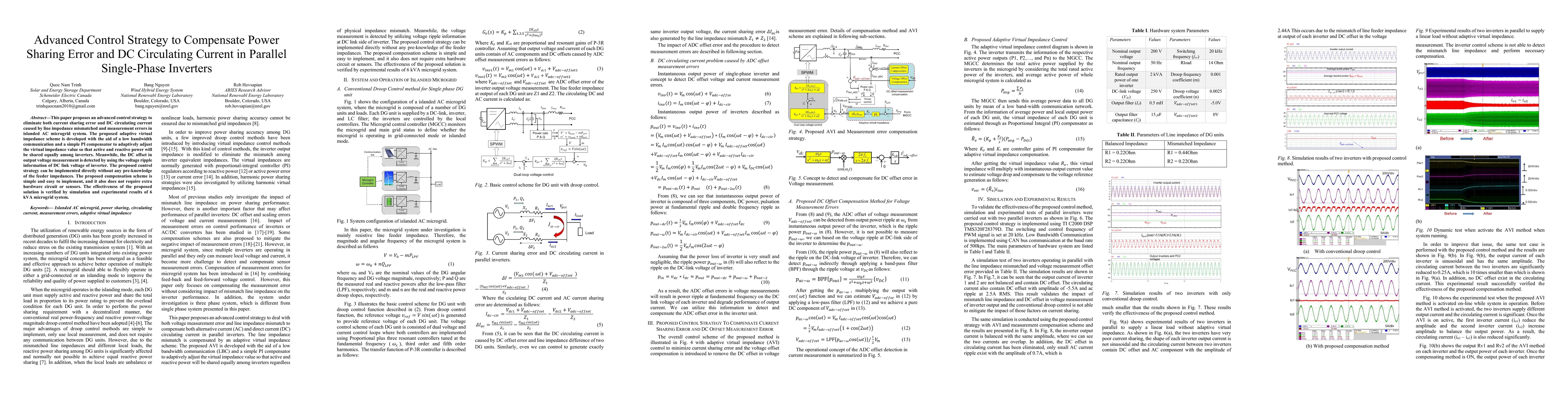 Thumbnail for Advanced Control Strategy to Compensate Power Sharing Error and DC
  Circulating Current in Parallel Single-Phase Inverters
