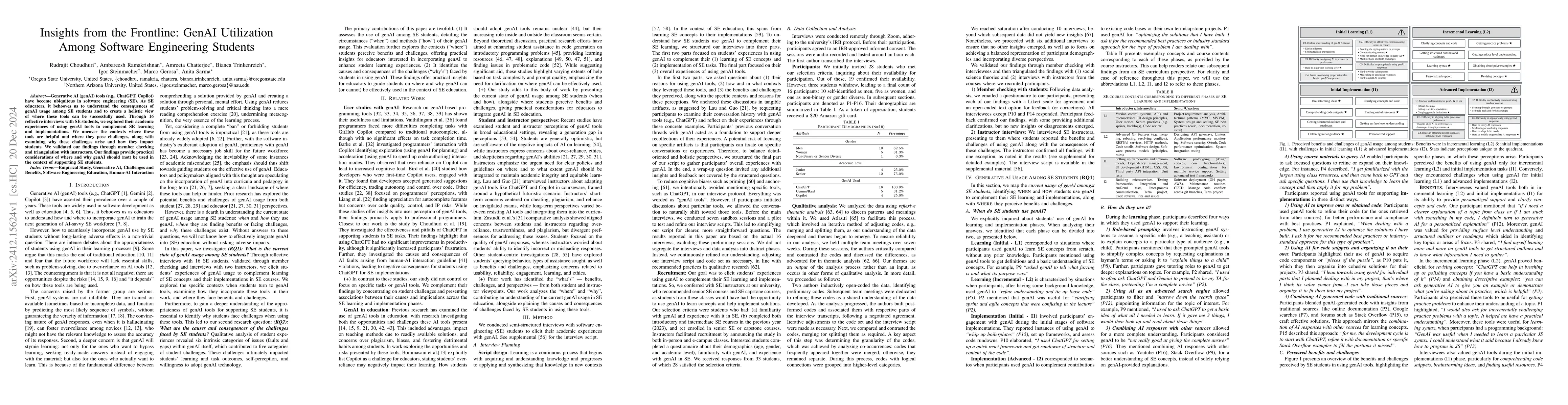 Thumbnail for Insights from the Frontline: GenAI Utilization Among Software
  Engineering Students