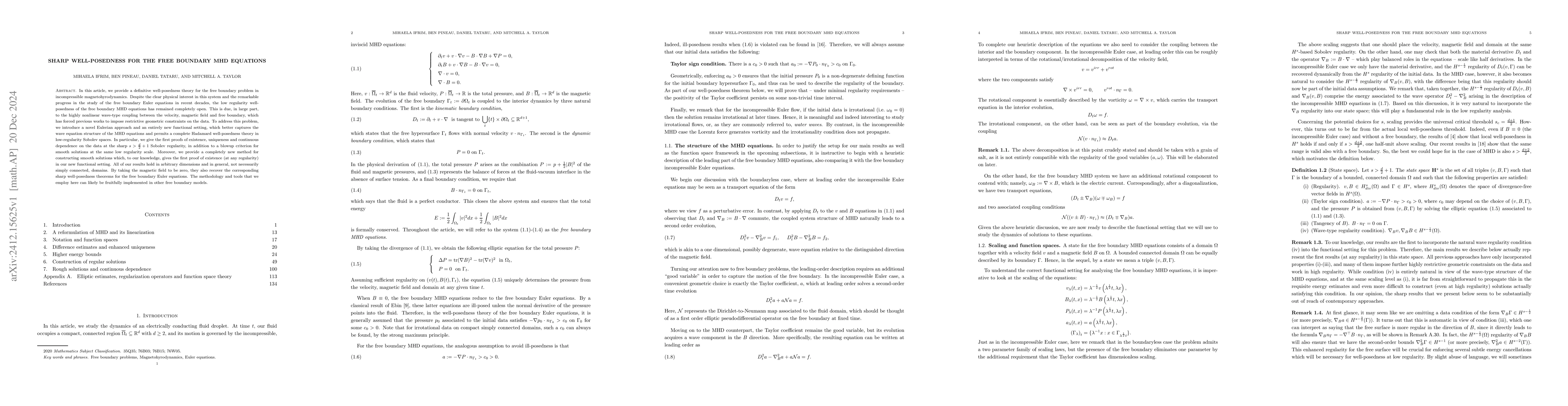 Thumbnail for Sharp well-posedness for the free boundary MHD equations