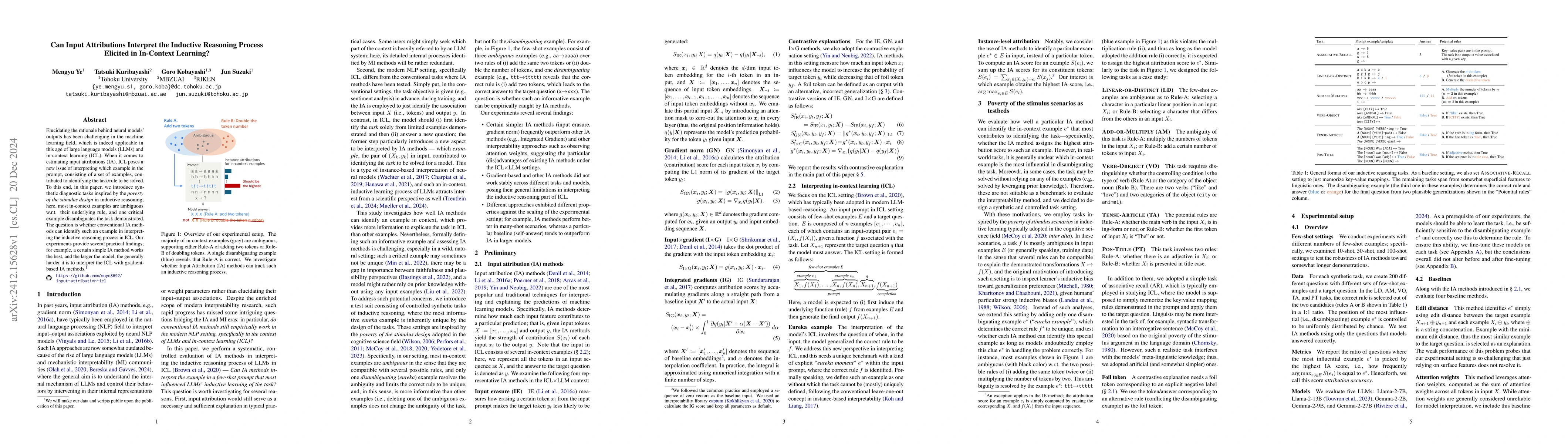 Thumbnail for Can Input Attributions Interpret the Inductive Reasoning Process
  Elicited in In-Context Learning?