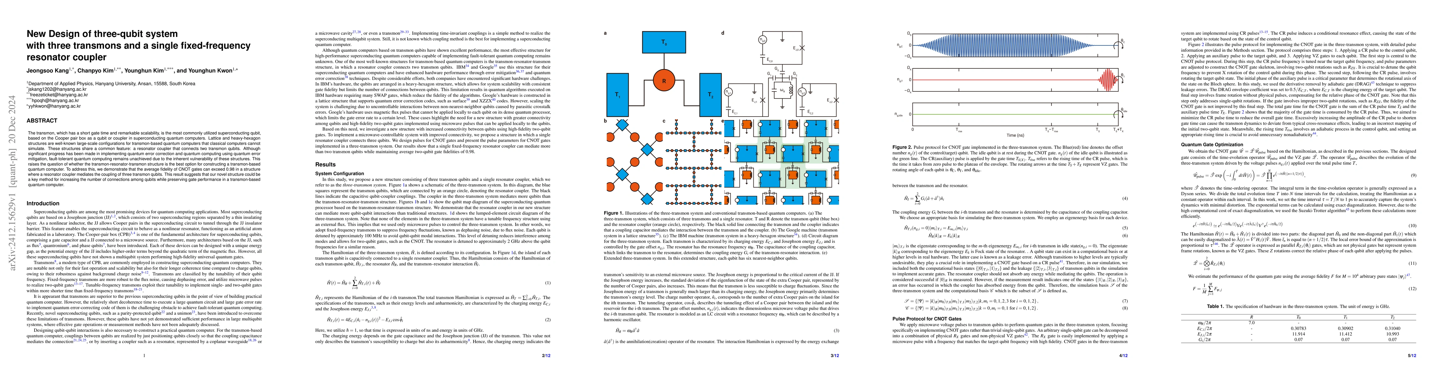 Thumbnail for New Design of three-qubit system with three transmons and a single
  fixed-frequency resonator coupler