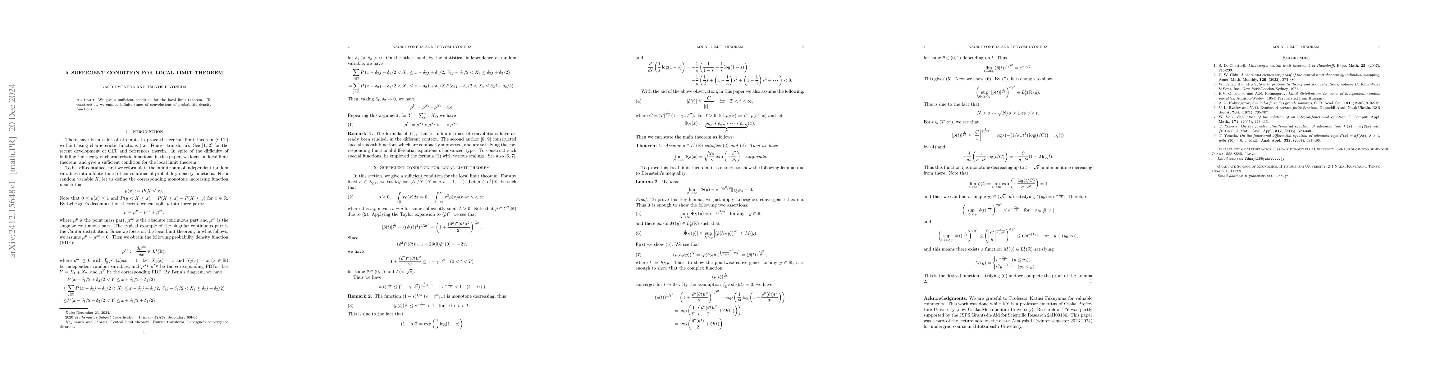 Thumbnail for A sufficient condition for local limit theorem