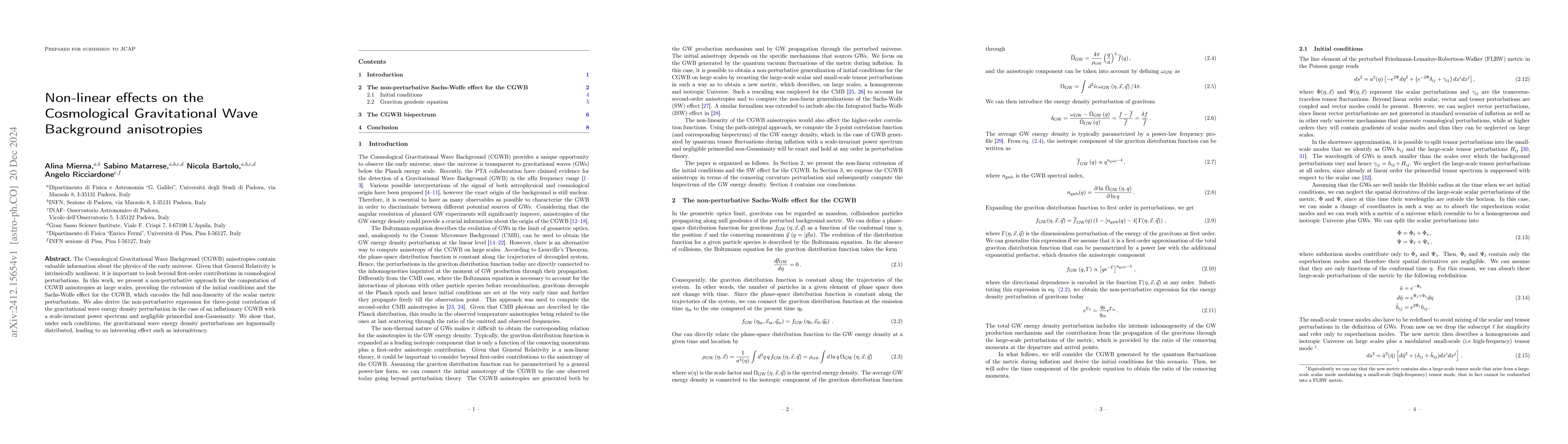 Thumbnail for Non-linear effects on the Cosmological Gravitational Wave Background
  anisotropies