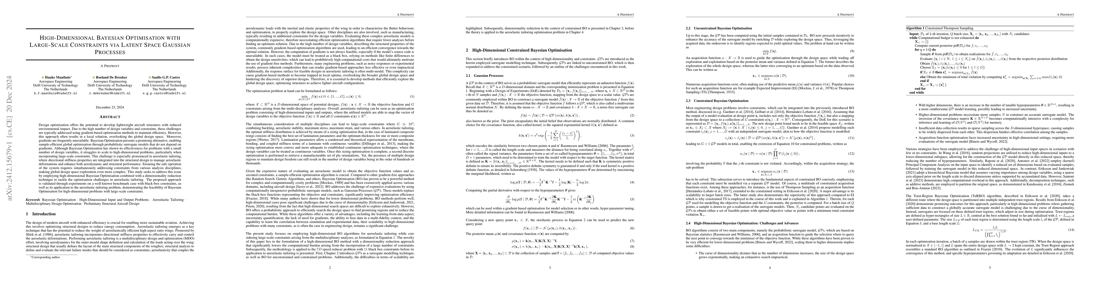 Thumbnail for High-Dimensional Bayesian Optimisation with Large-Scale Constraints via
  Latent Space Gaussian Processes