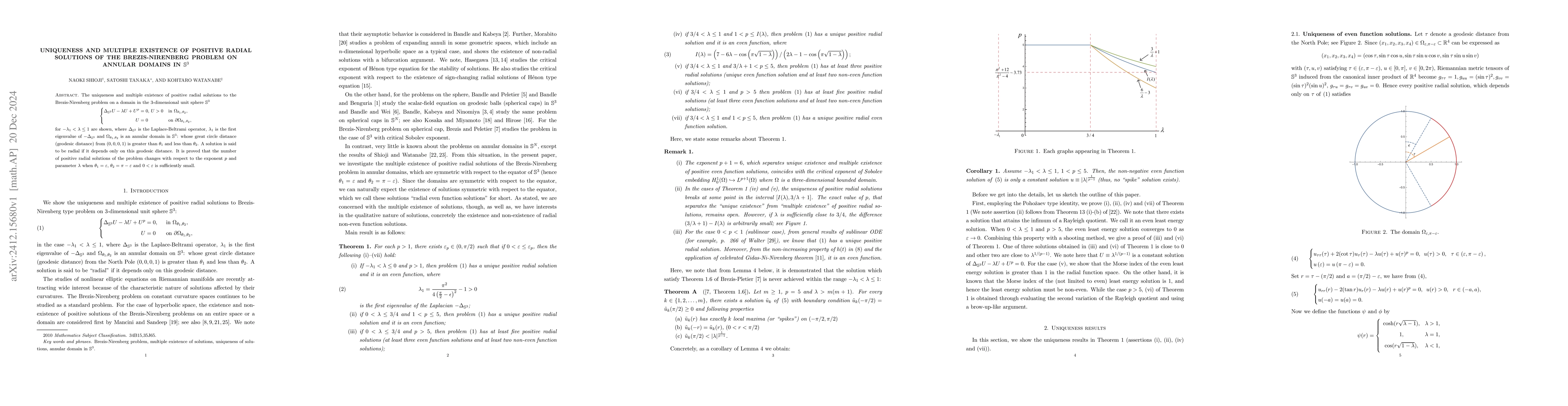 Thumbnail for Uniqueness and multiple existence of positive radial solutions of the
  Brezis-Nirenberg Problem on annular domains in ${\Bbb S}^{3}$