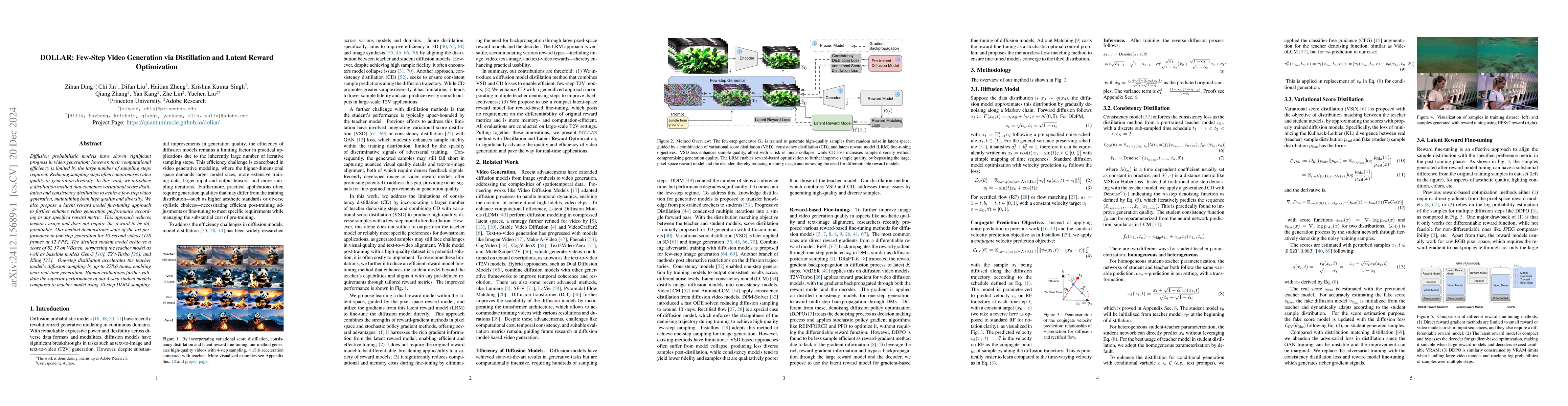 Thumbnail for DOLLAR: Few-Step Video Generation via Distillation and Latent Reward
  Optimization