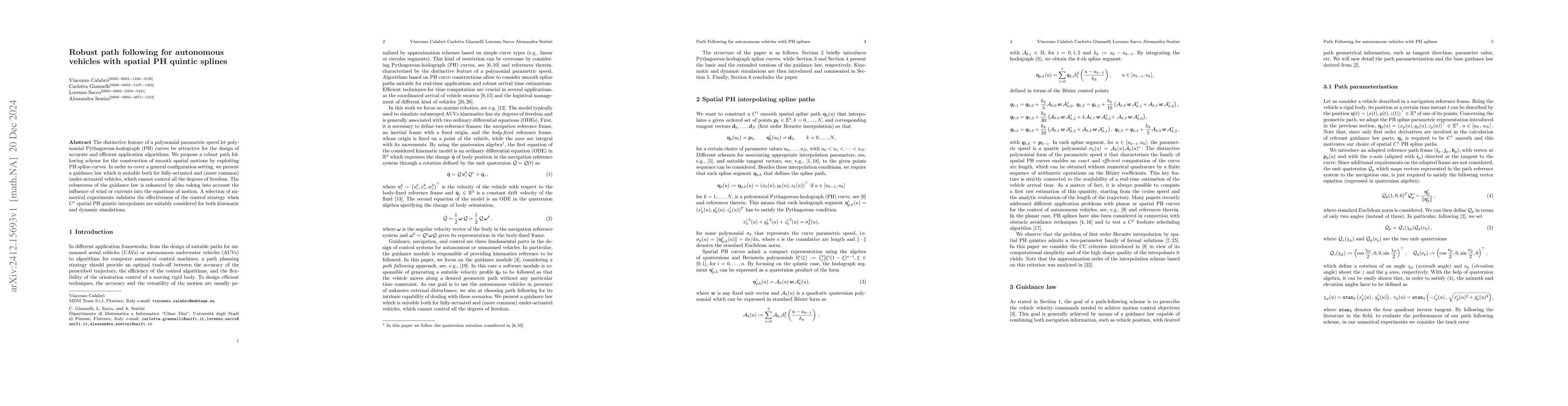 Thumbnail for Robust path following for autonomous vehicles with spatial PH quintic
  splines