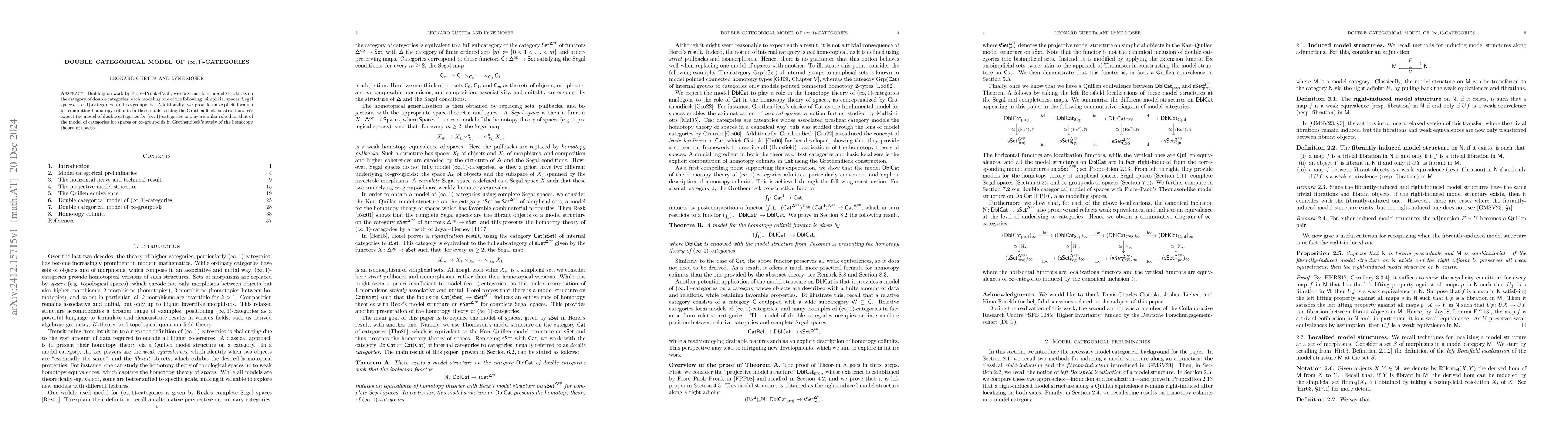 Thumbnail for Double categorical model of $(\infty,1)$-categories