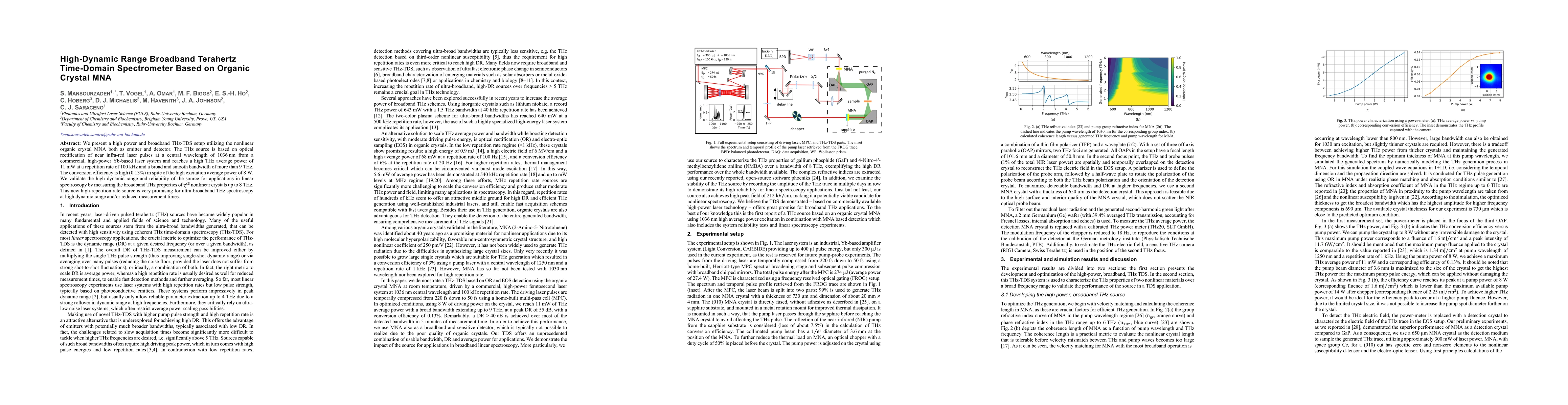 Thumbnail for High-Dynamic Range Broadband Terahertz Time-Domain Spectrometer Based on
  Organic Crystal MNA