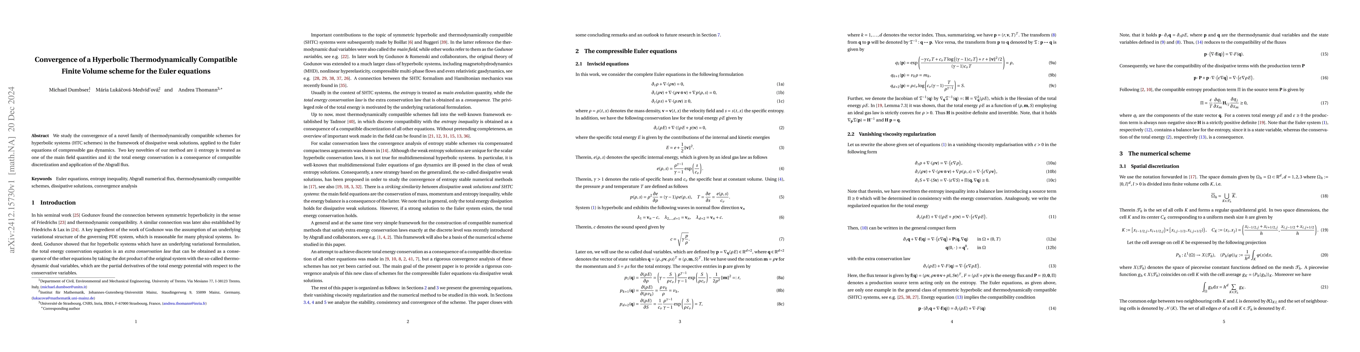 Thumbnail for Convergence of a Hyperbolic Thermodynamically Compatible Finite Volume
  scheme for the Euler equations