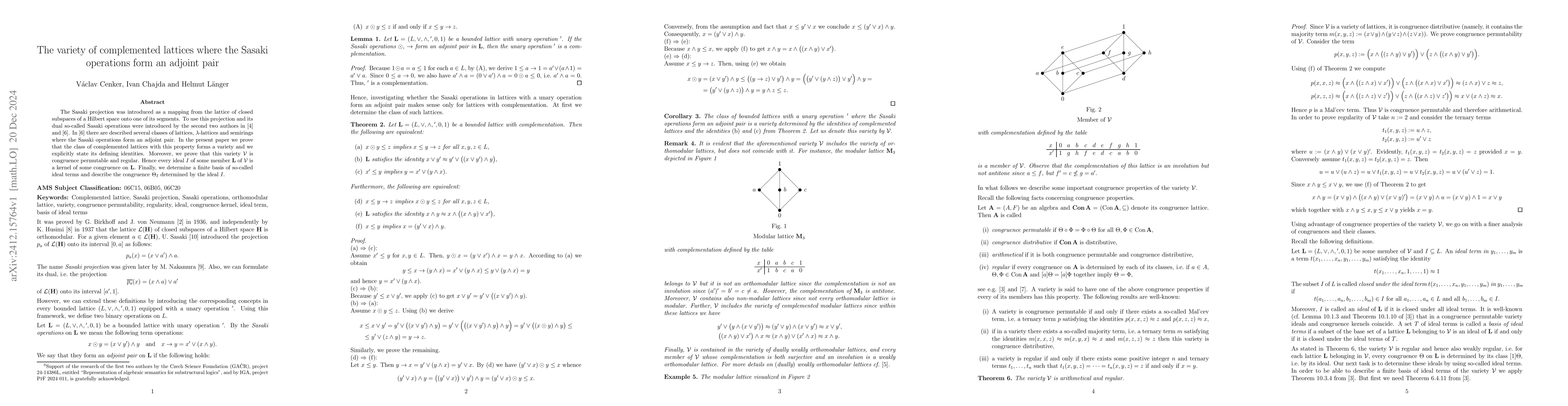 Thumbnail for The variety of complemented lattices where the Sasaki operations form an
  adjoint pair