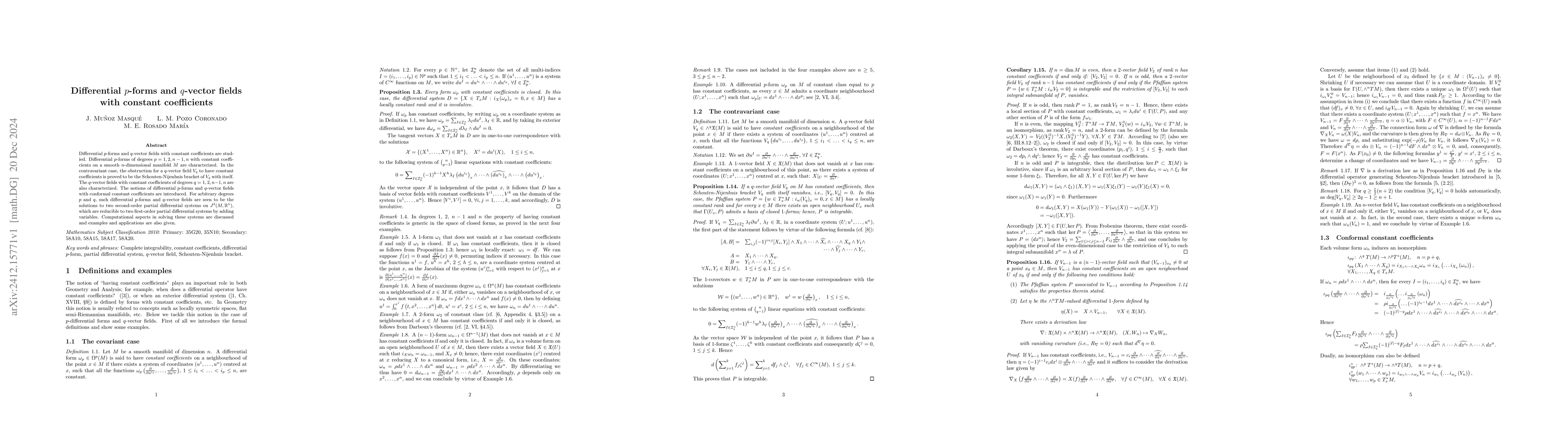 Thumbnail for Differential $p$-forms and $q$-vector fields with constant coefficients