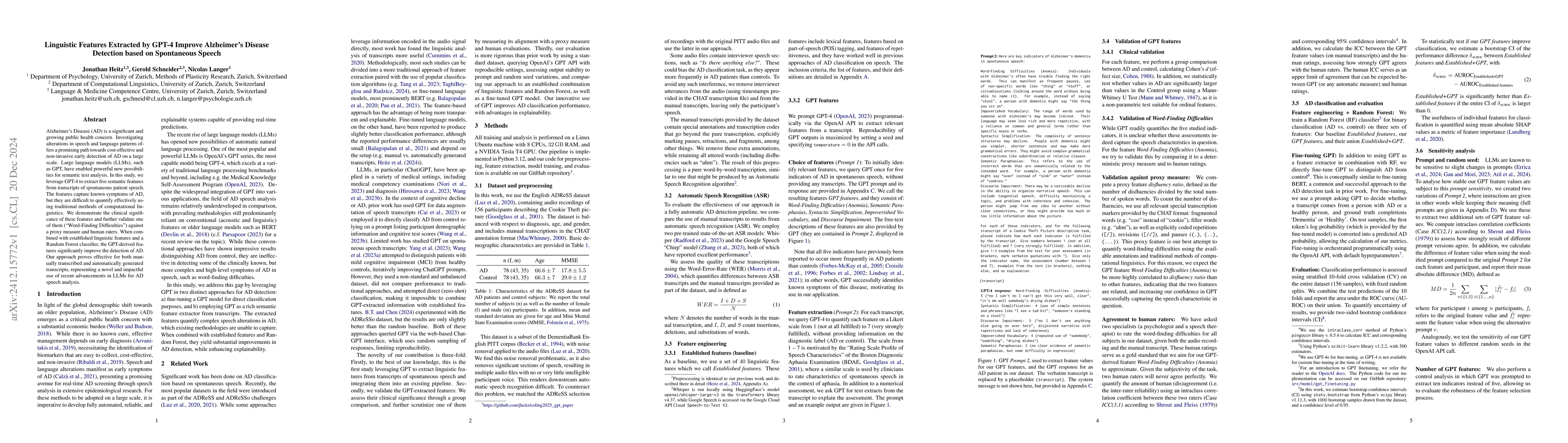 Thumbnail for Linguistic Features Extracted by GPT-4 Improve Alzheimer's Disease
  Detection based on Spontaneous Speech