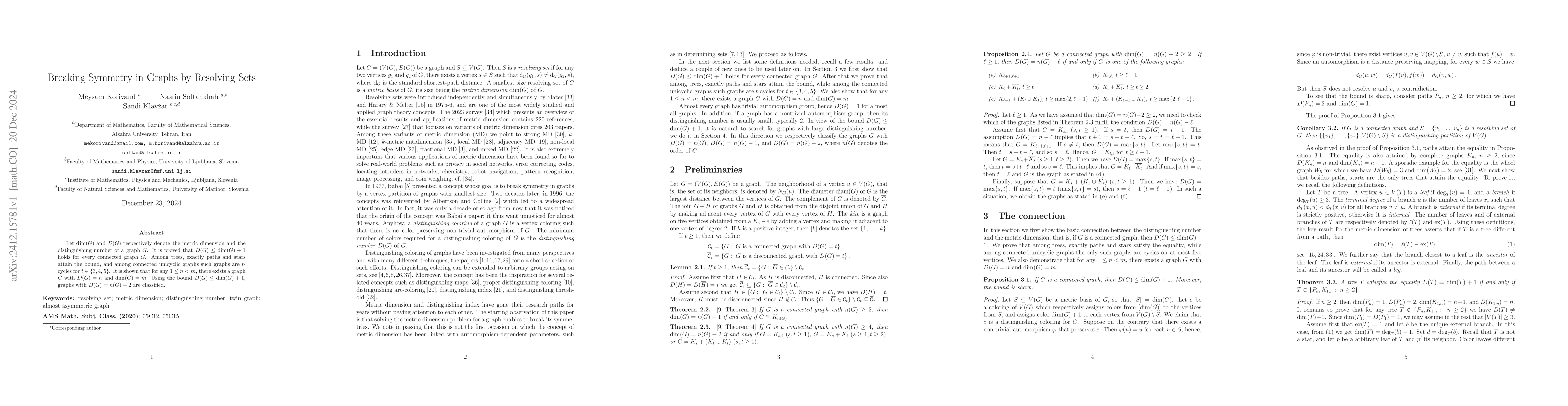 Thumbnail for Breaking Symmetry in Graphs by Resolving Sets