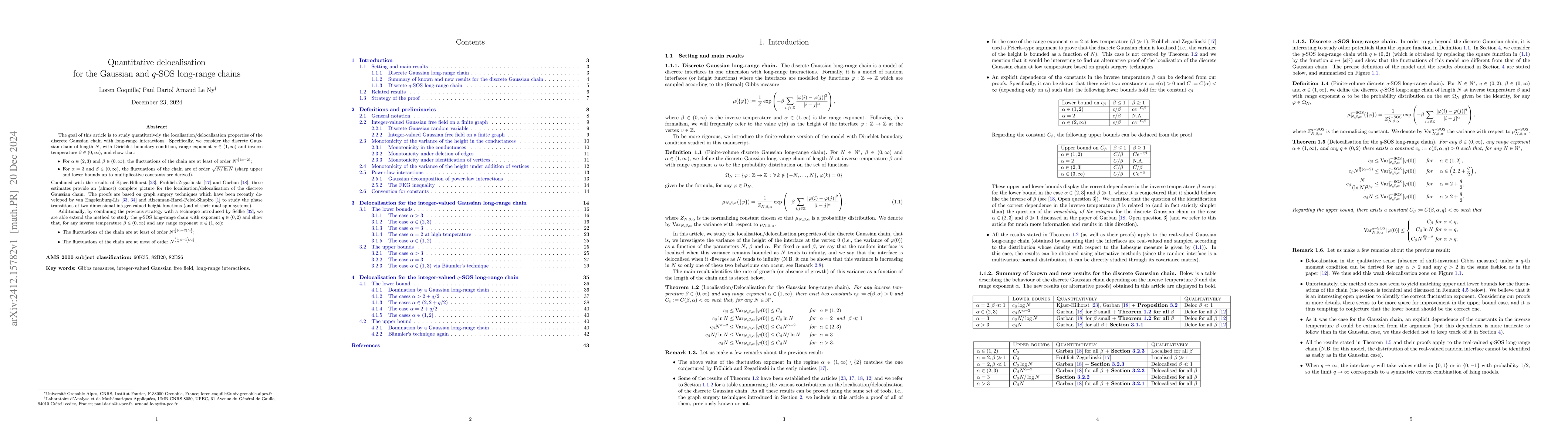 Thumbnail for Quantitative delocalisation for the Gaussian and $q$-SOS long-range
  chains