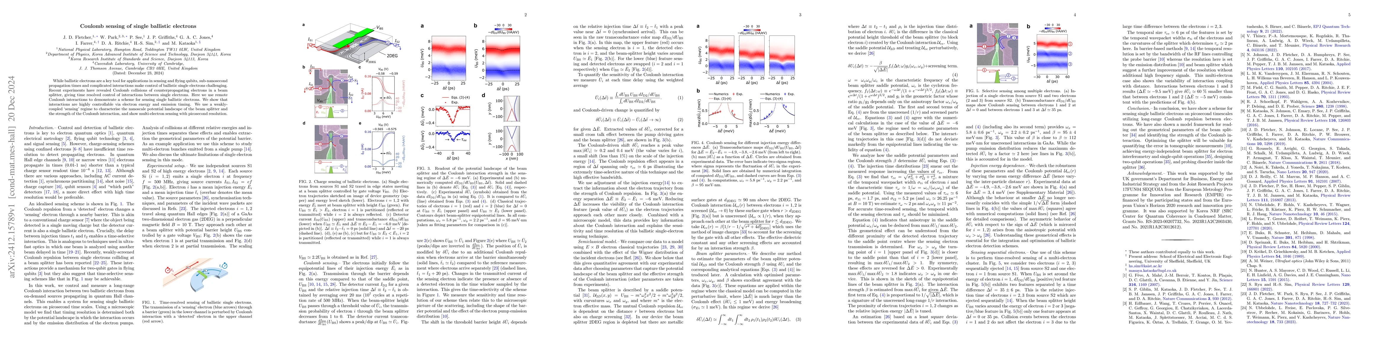 Thumbnail for Coulomb sensing of single ballistic electrons