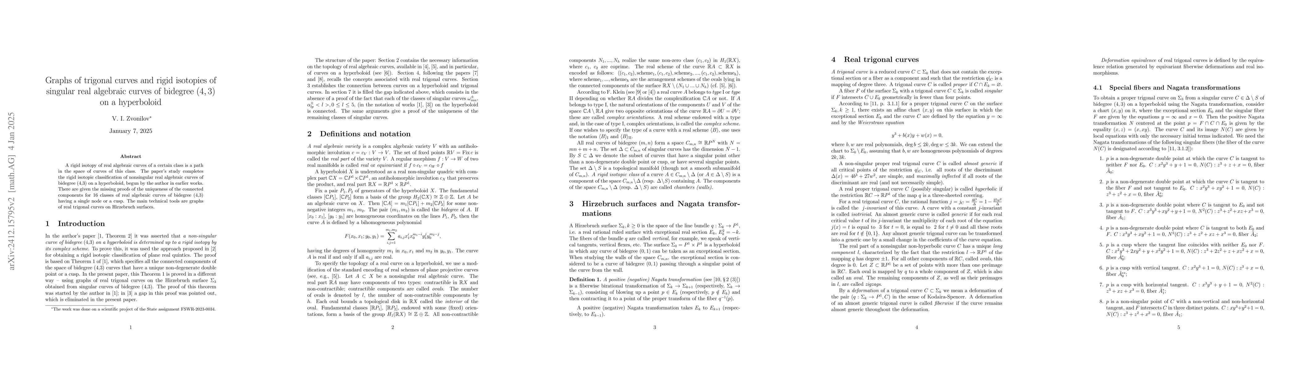 Thumbnail for Graphs of trigonal curves and rigid isotopies of singular real algebraic
  curves of bidegree $(4,3)$ on a hyperboloid
