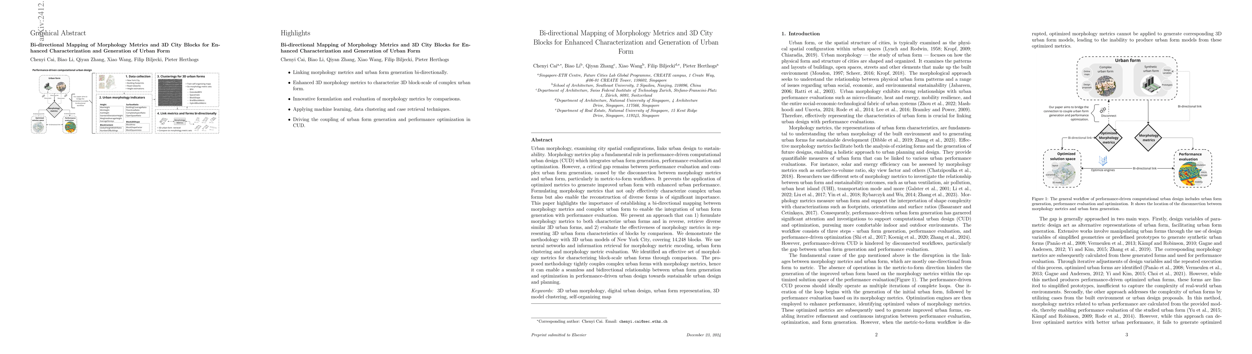 Thumbnail for Bi-directional Mapping of Morphology Metrics and 3D City Blocks for
  Enhanced Characterization and Generation of Urban Form