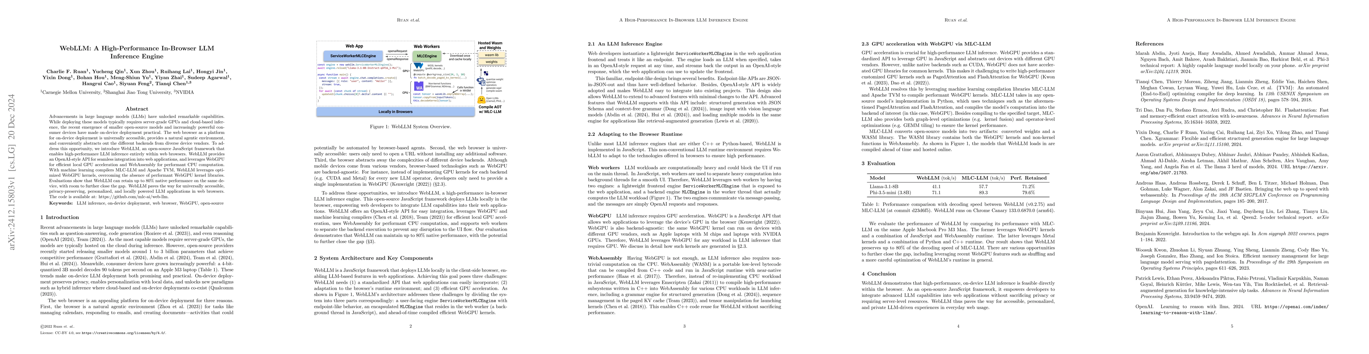 Thumbnail for WebLLM: A High-Performance In-Browser LLM Inference Engine