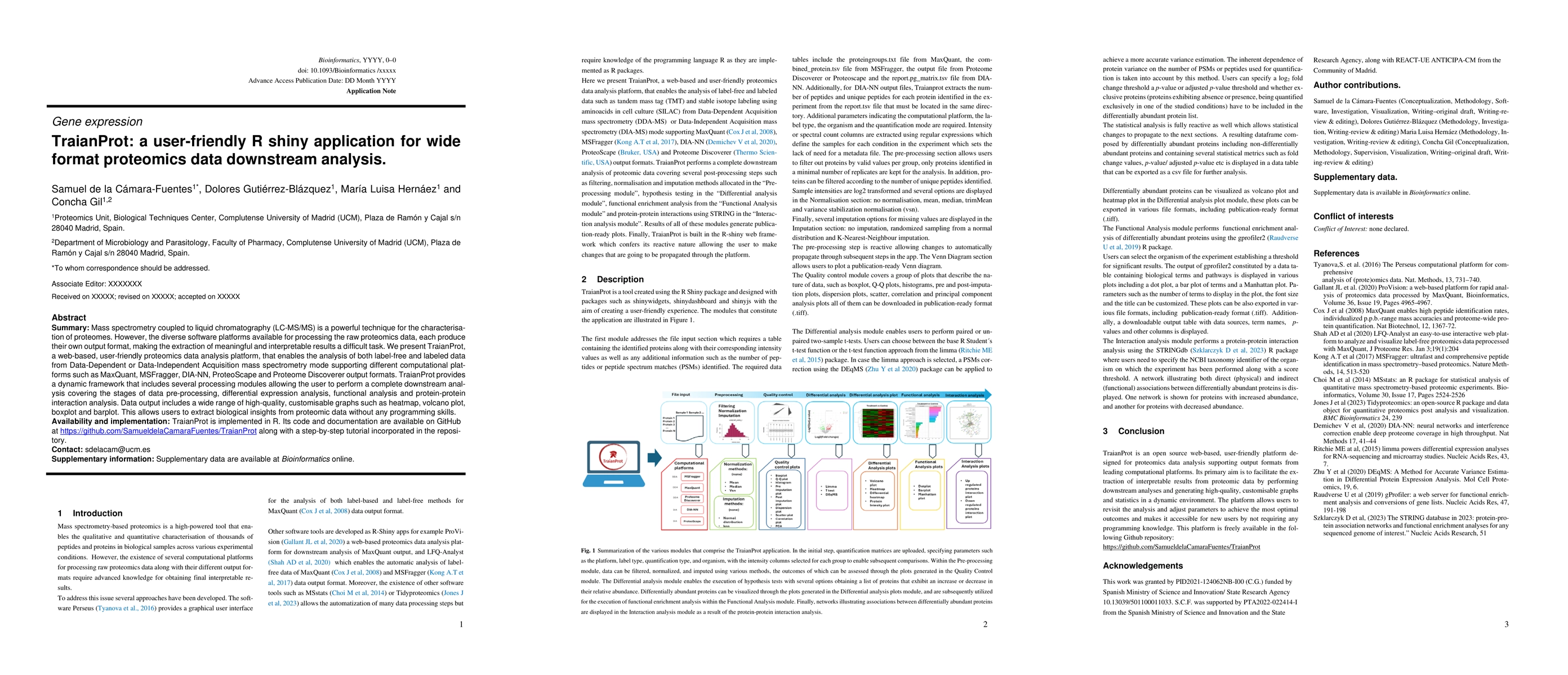 Thumbnail for TraianProt: a user-friendly R shiny application for wide format
  proteomics data downstream analysis