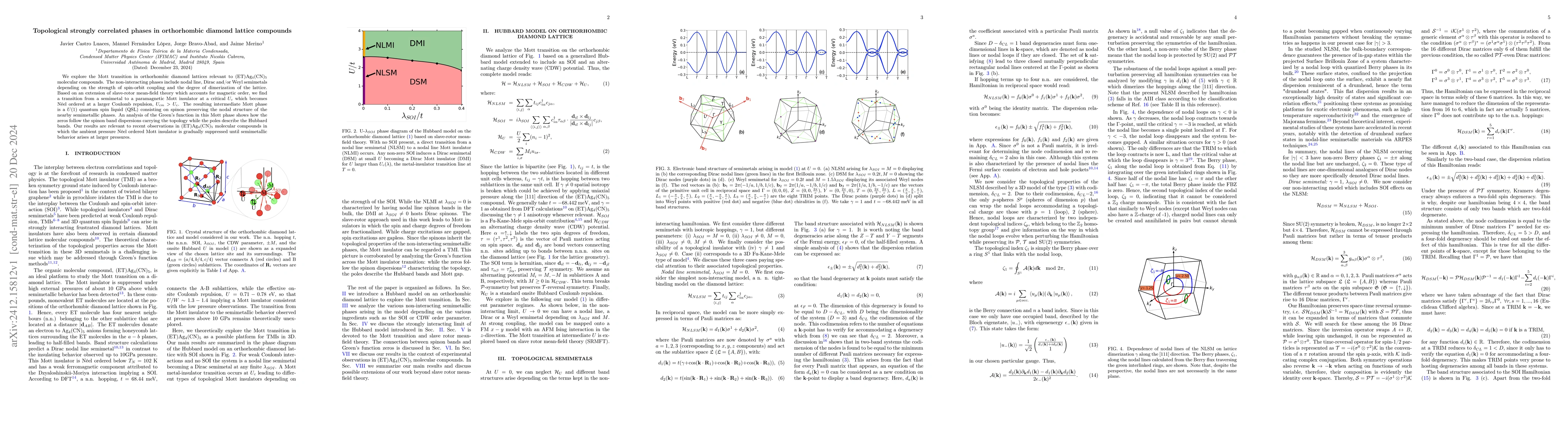 Thumbnail for Topological strongly correlated phases in orthorhombic diamond lattice
  compounds