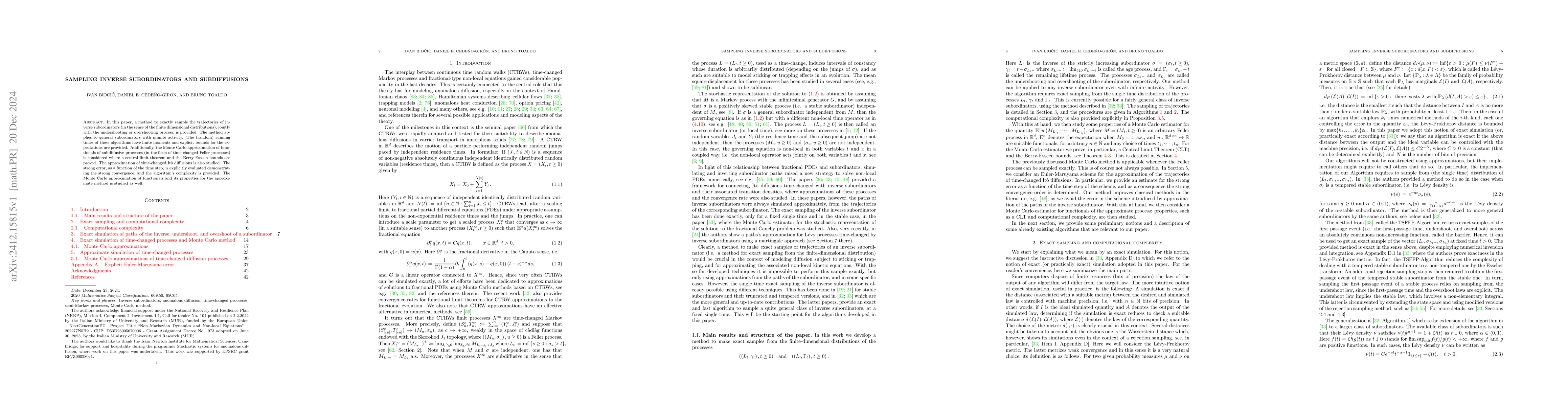 Thumbnail for Sampling inverse subordinators and subdiffusions