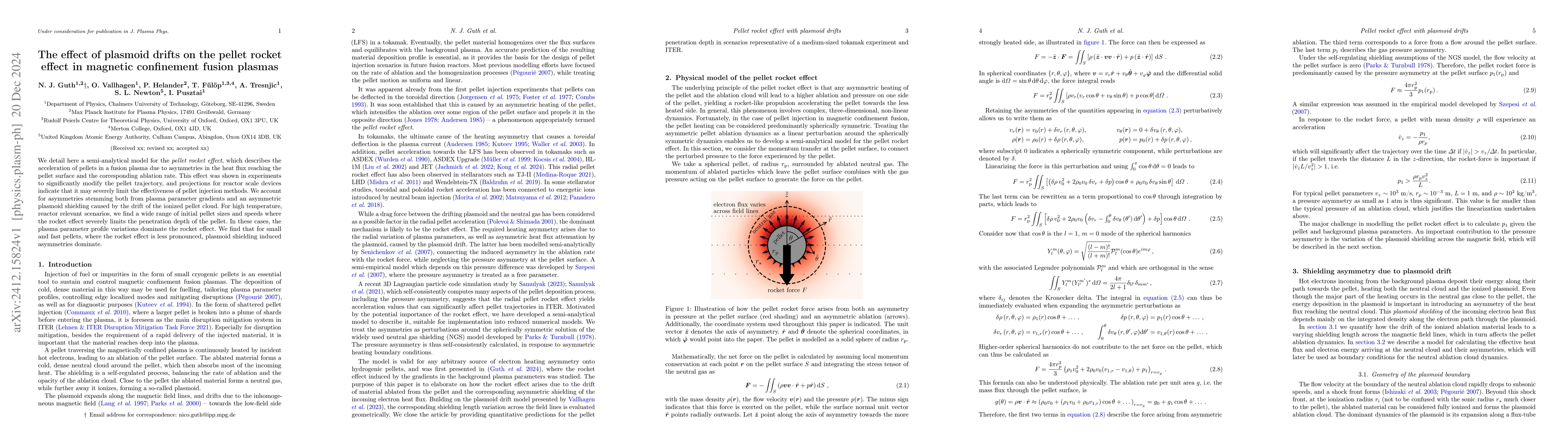 Thumbnail for The effect of plasmoid drifts on the pellet rocket effect in magnetic
  confinement fusion plasmas
