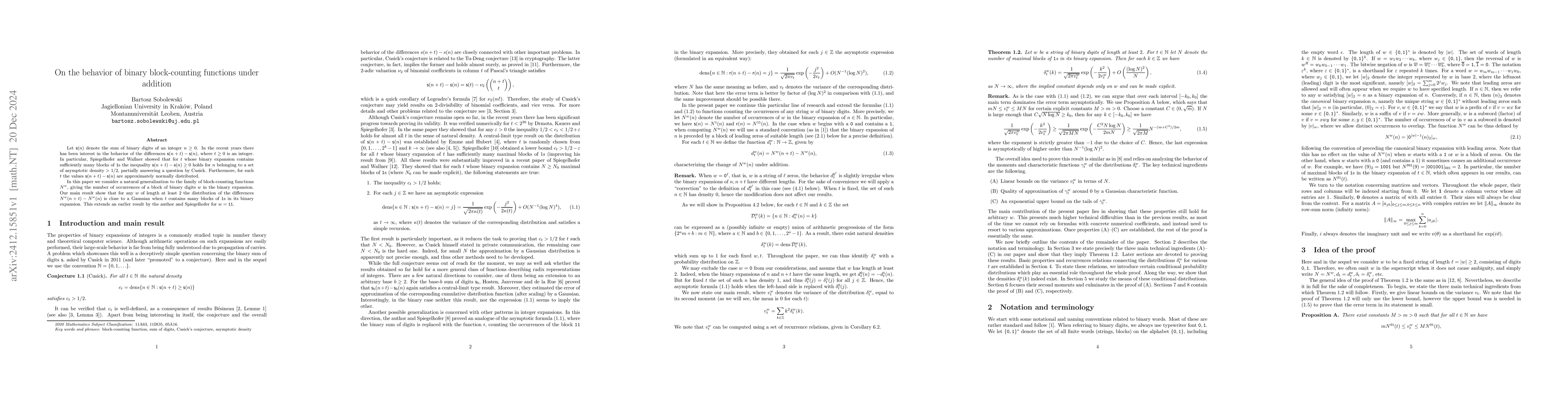 Thumbnail for On the behavior of binary block-counting functions under addition