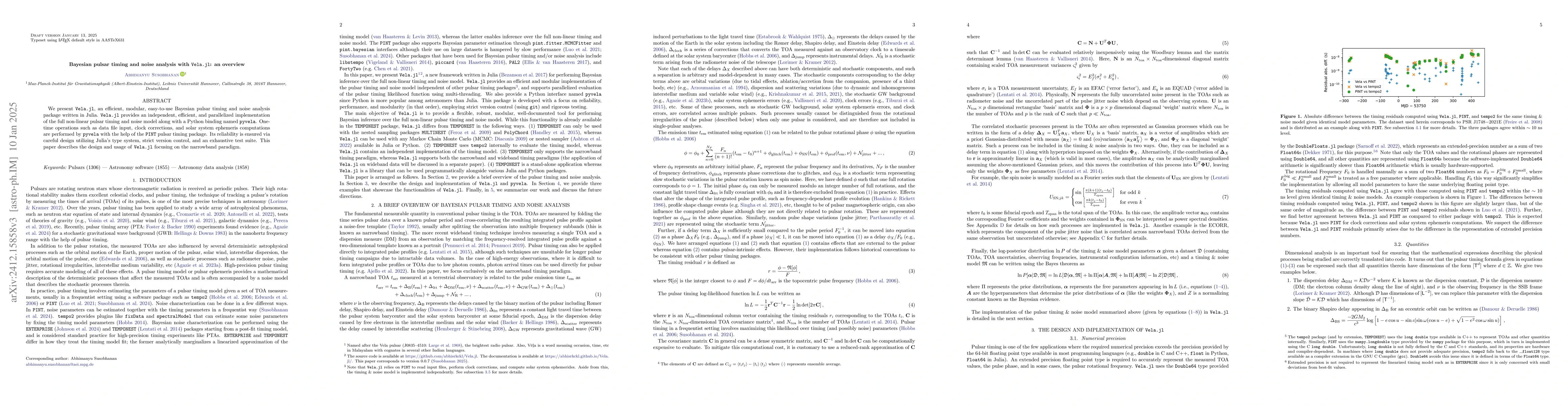 Thumbnail for Bayesian pulsar timing and noise analysis with Vela.jl: an overview