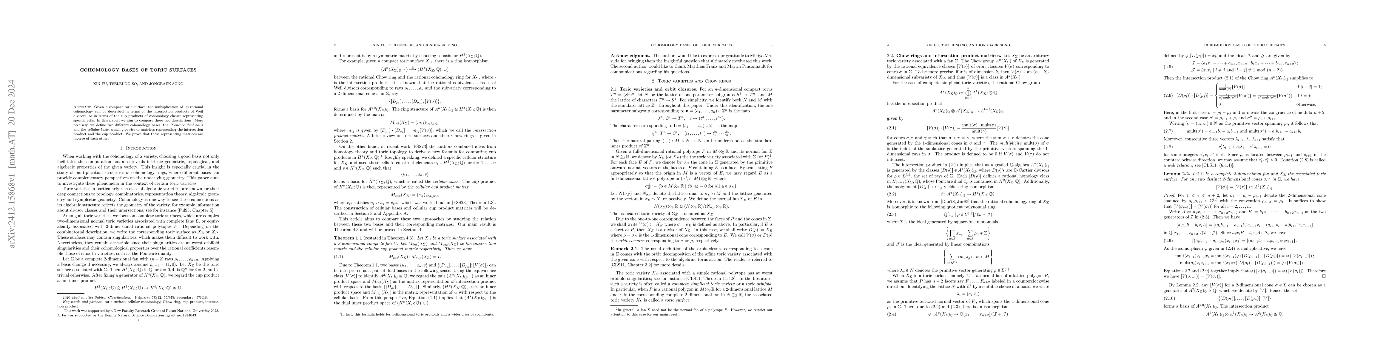 Thumbnail for Cohomology bases of toric surfaces